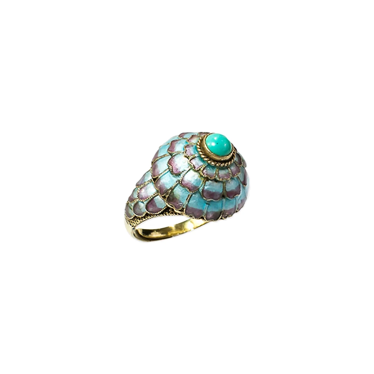 Pale Turquoise Dome Cloissonne Vintage Ring