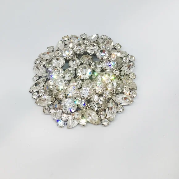 Rhinestone Double Wreath Brooch