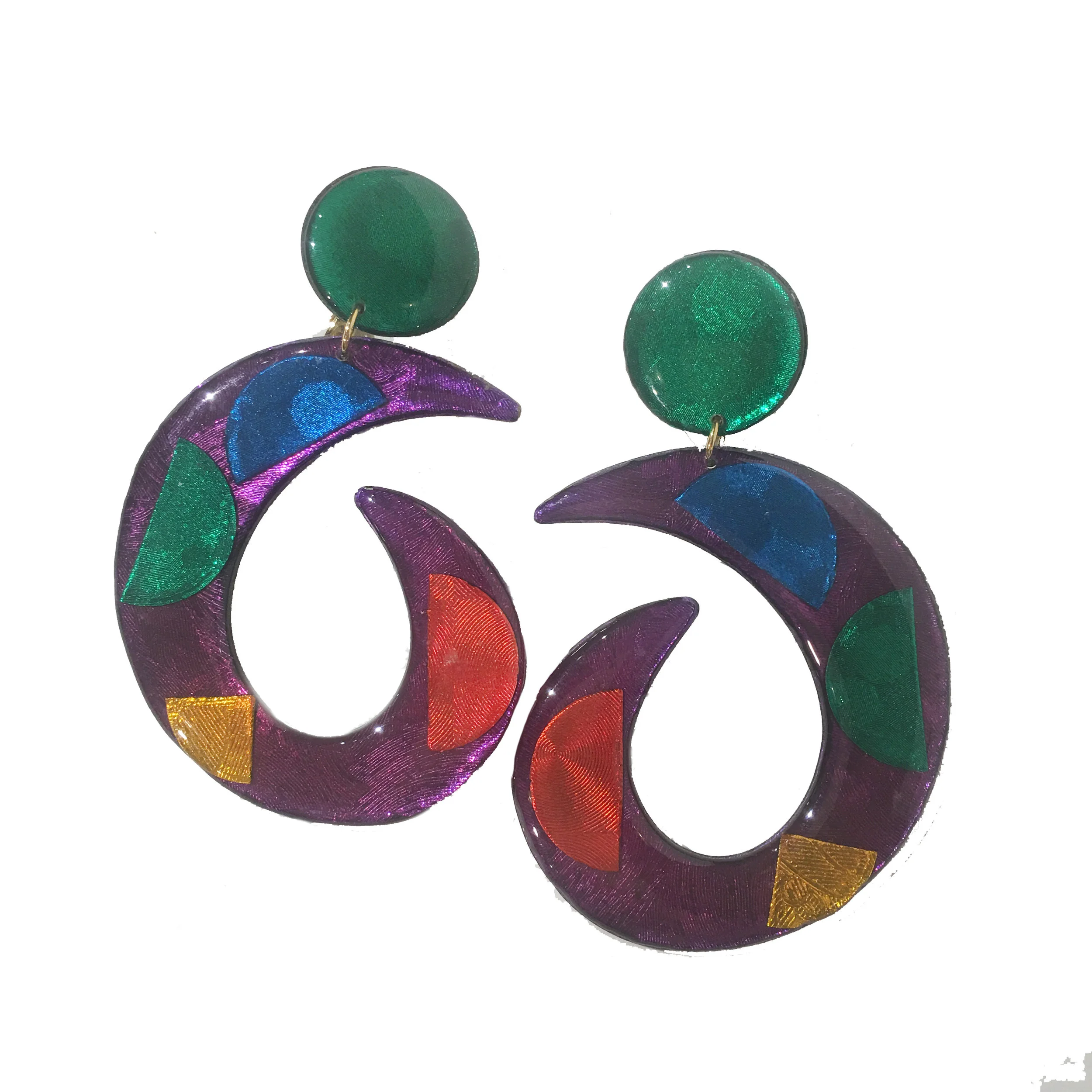Bright '80s Resin Art Earrings