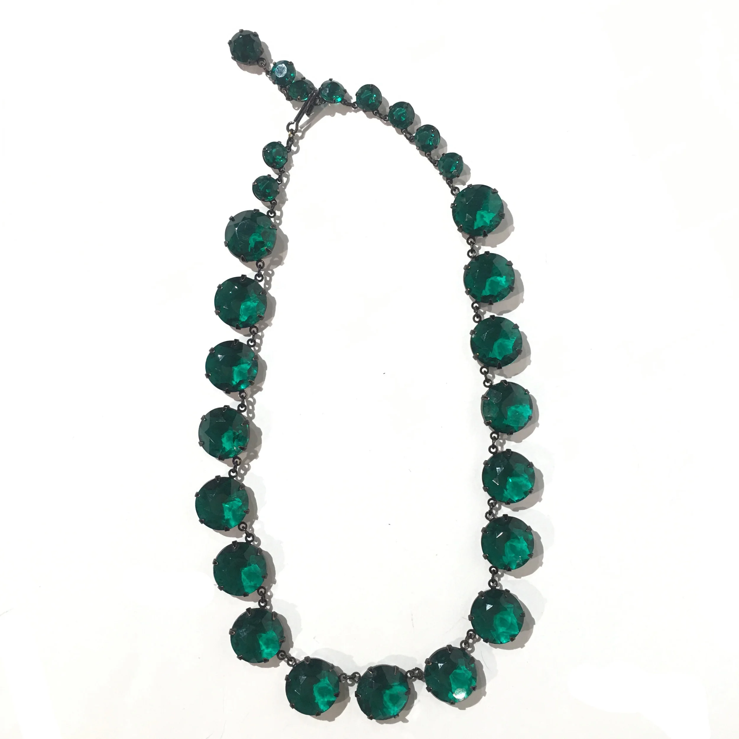 Vintage Green Czech Glass Necklace