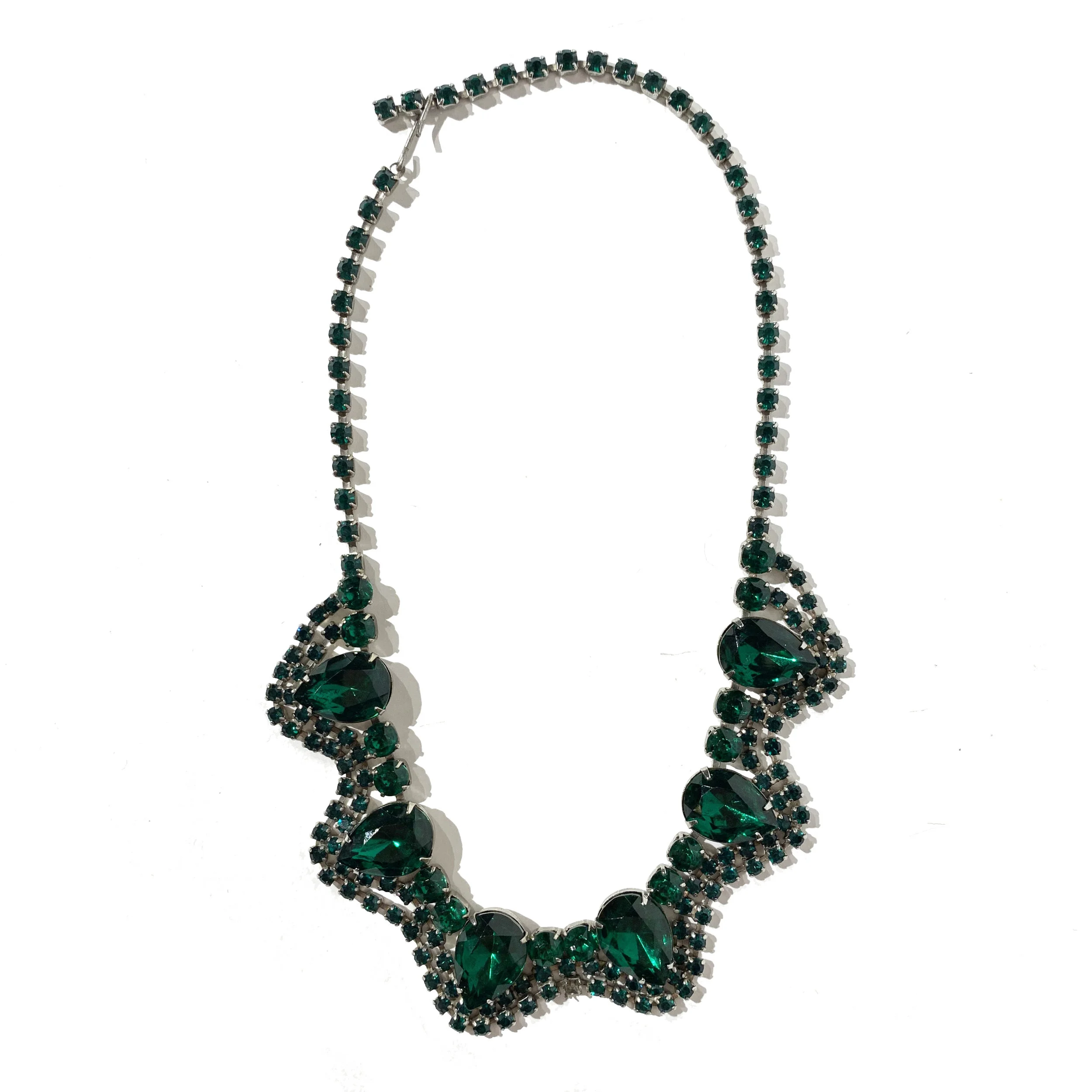 Juliana Dark Emerald Green Rhinestone Necklace 60's