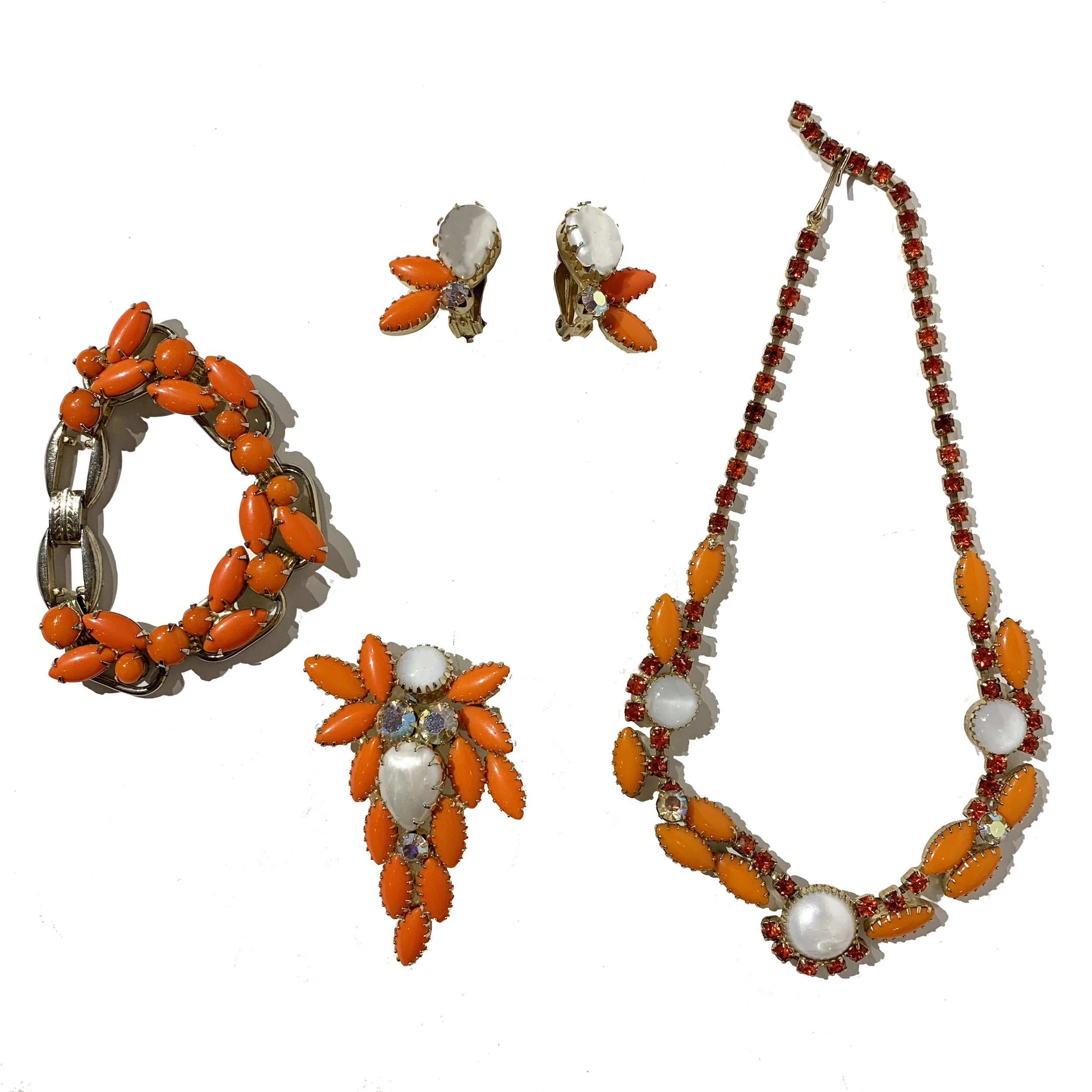 Juliana Bright Orange and White 4 Pc Set