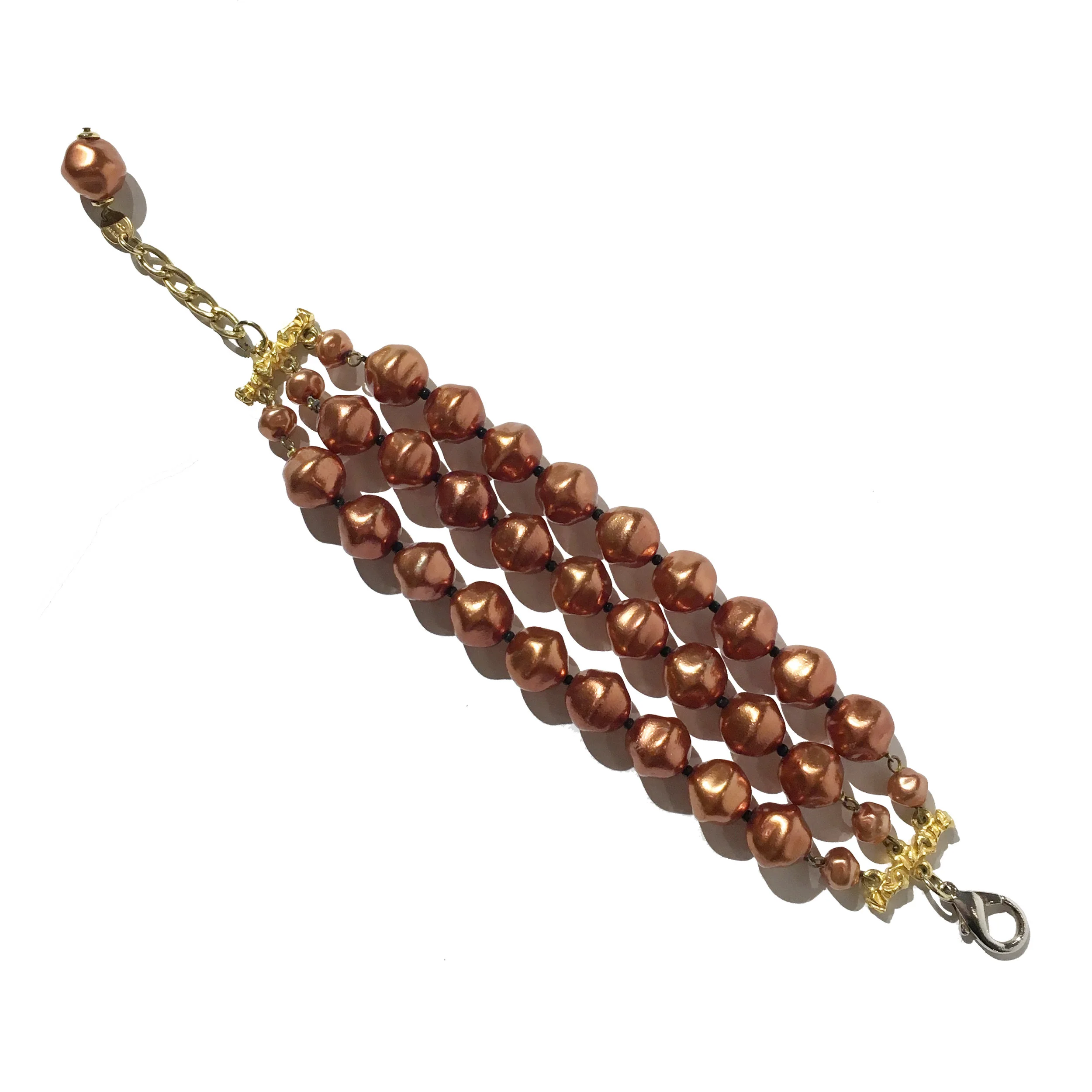 Copper Pearl Three Strand Bracelet
