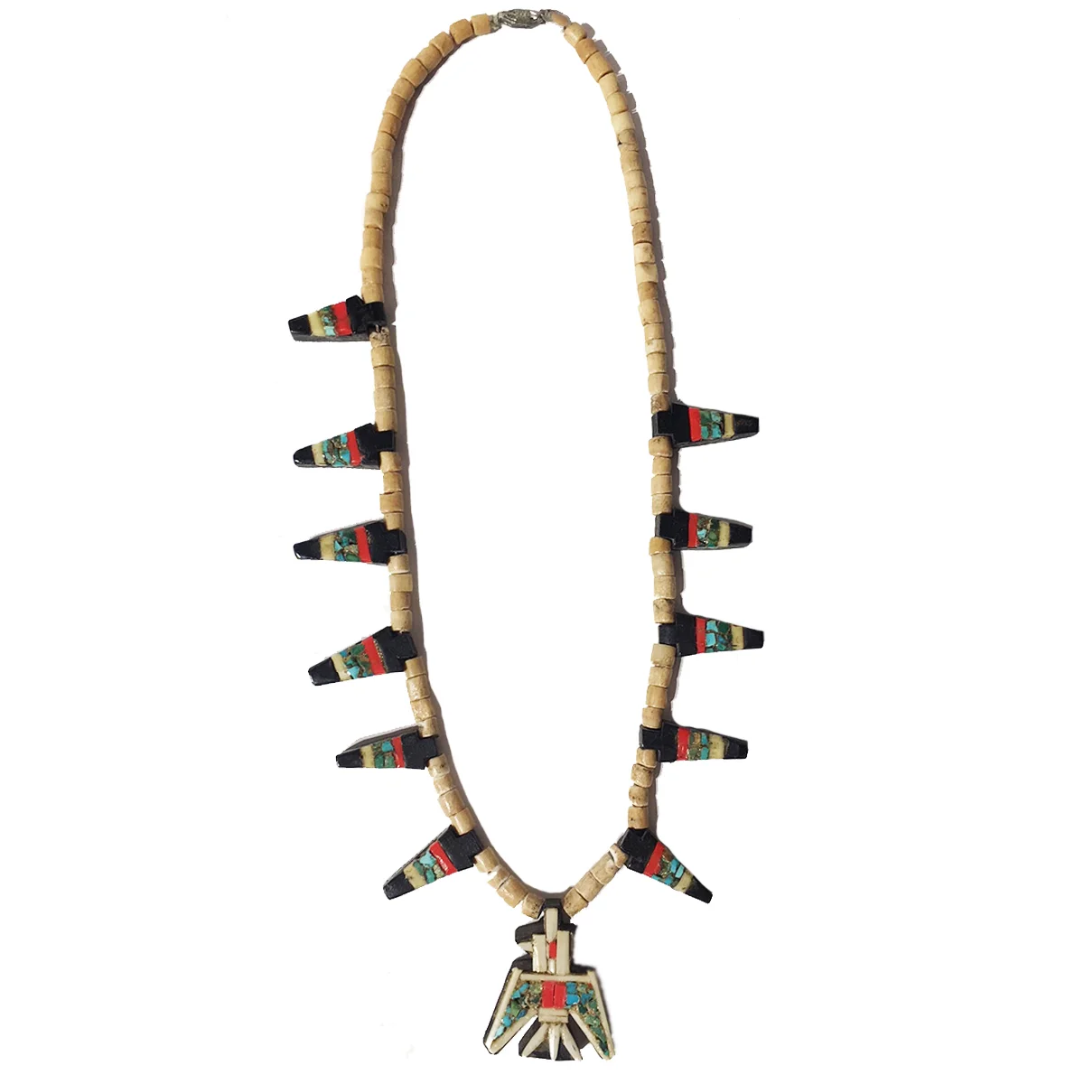 1970s Very Rare Zuni Hand laid Mosaic Necklace