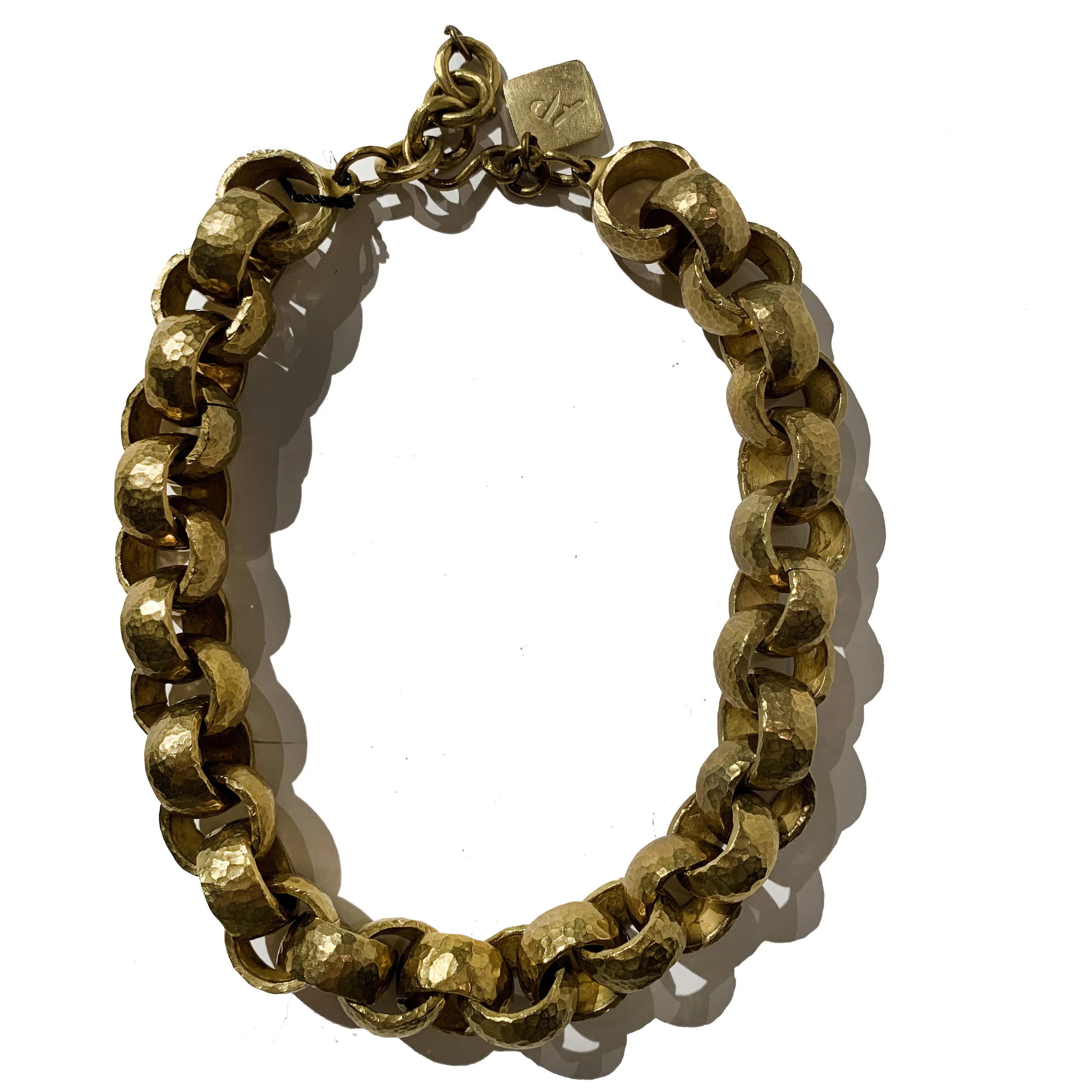 Ashley Pittman Heavy Hammered Bronze Link Necklace