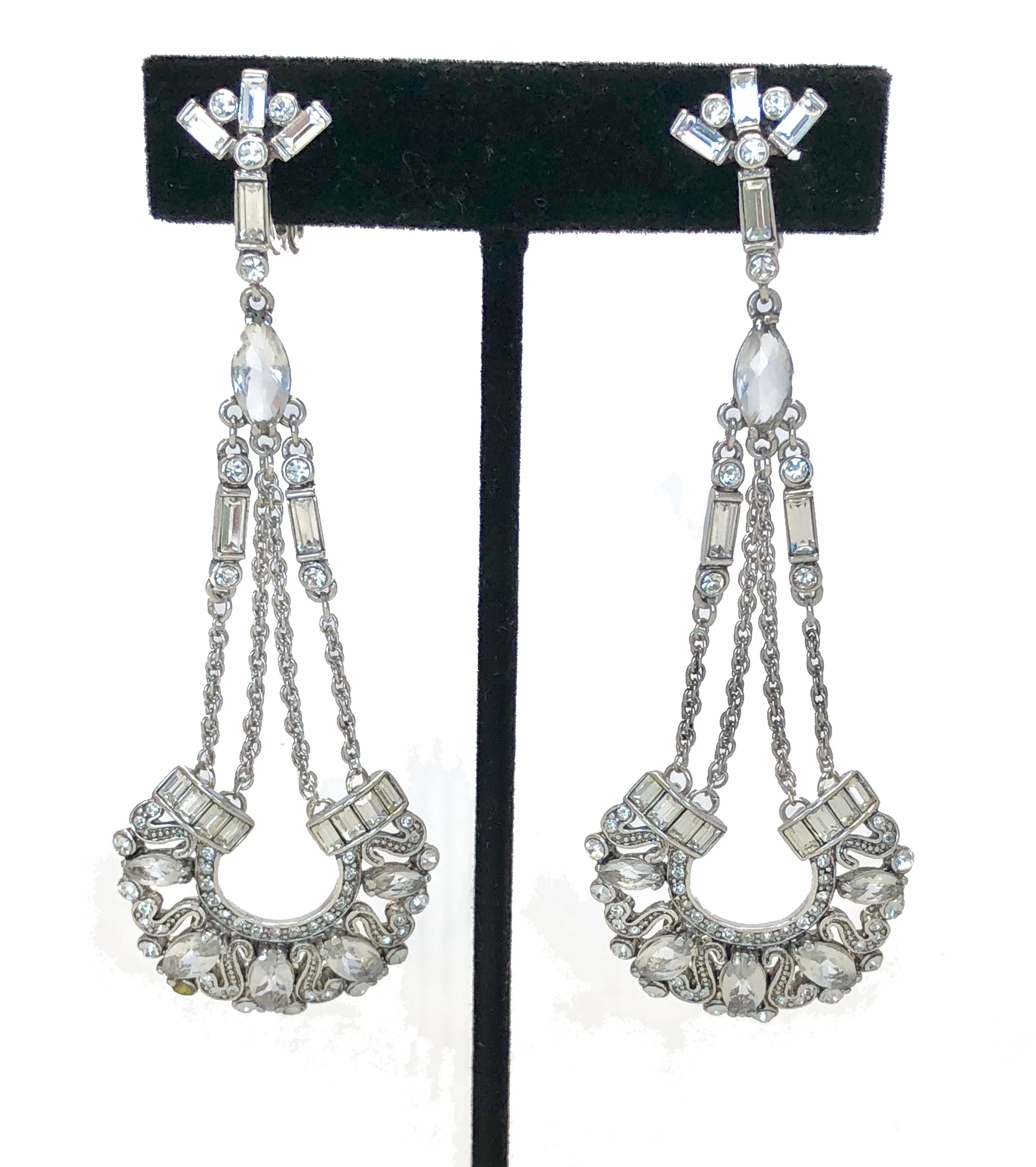 Rhinestone Crystal & Silver Plated Earrings