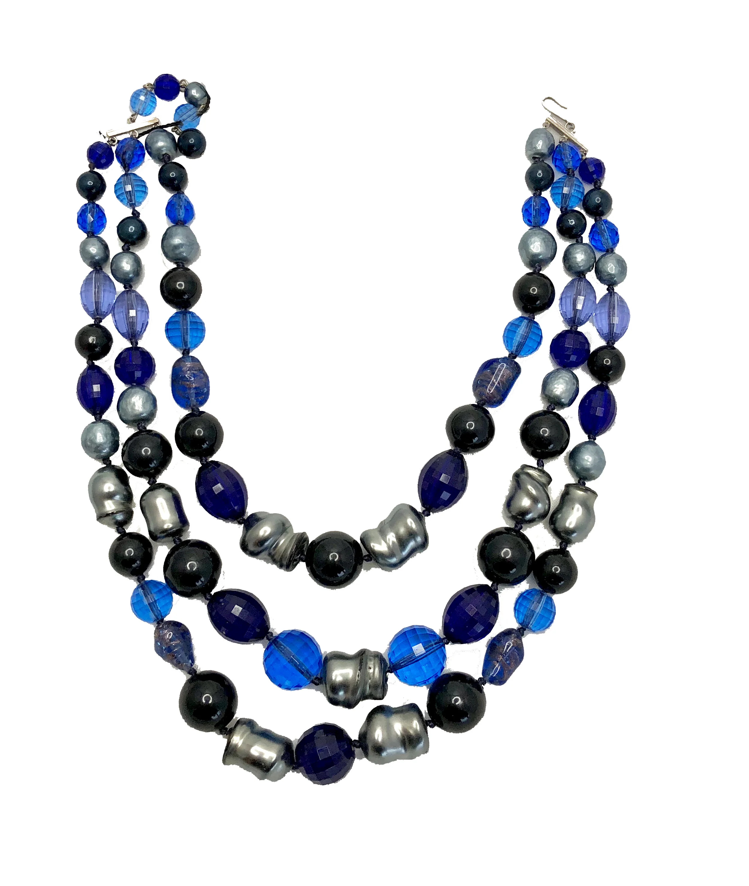 Blue Three Strand Necklace