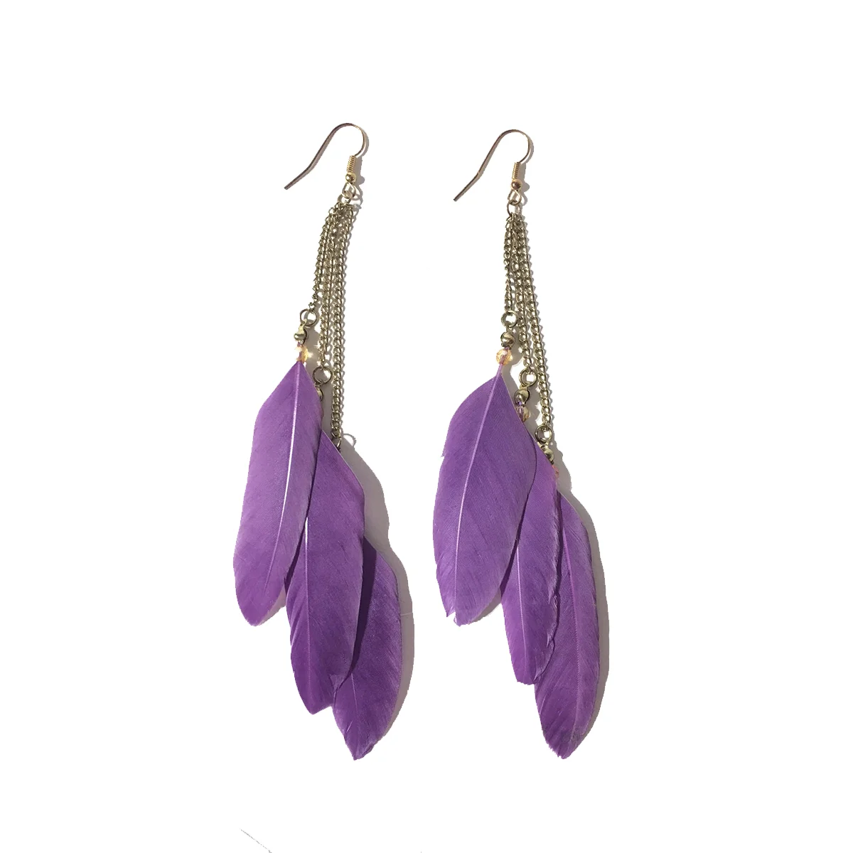 Purple Feather Earrings