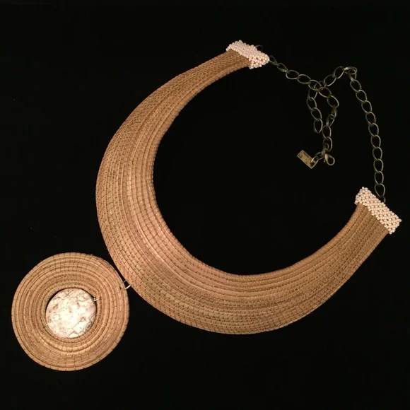 OXACAL Pine Needle &amp; Seed Bead Tribal Necklace 