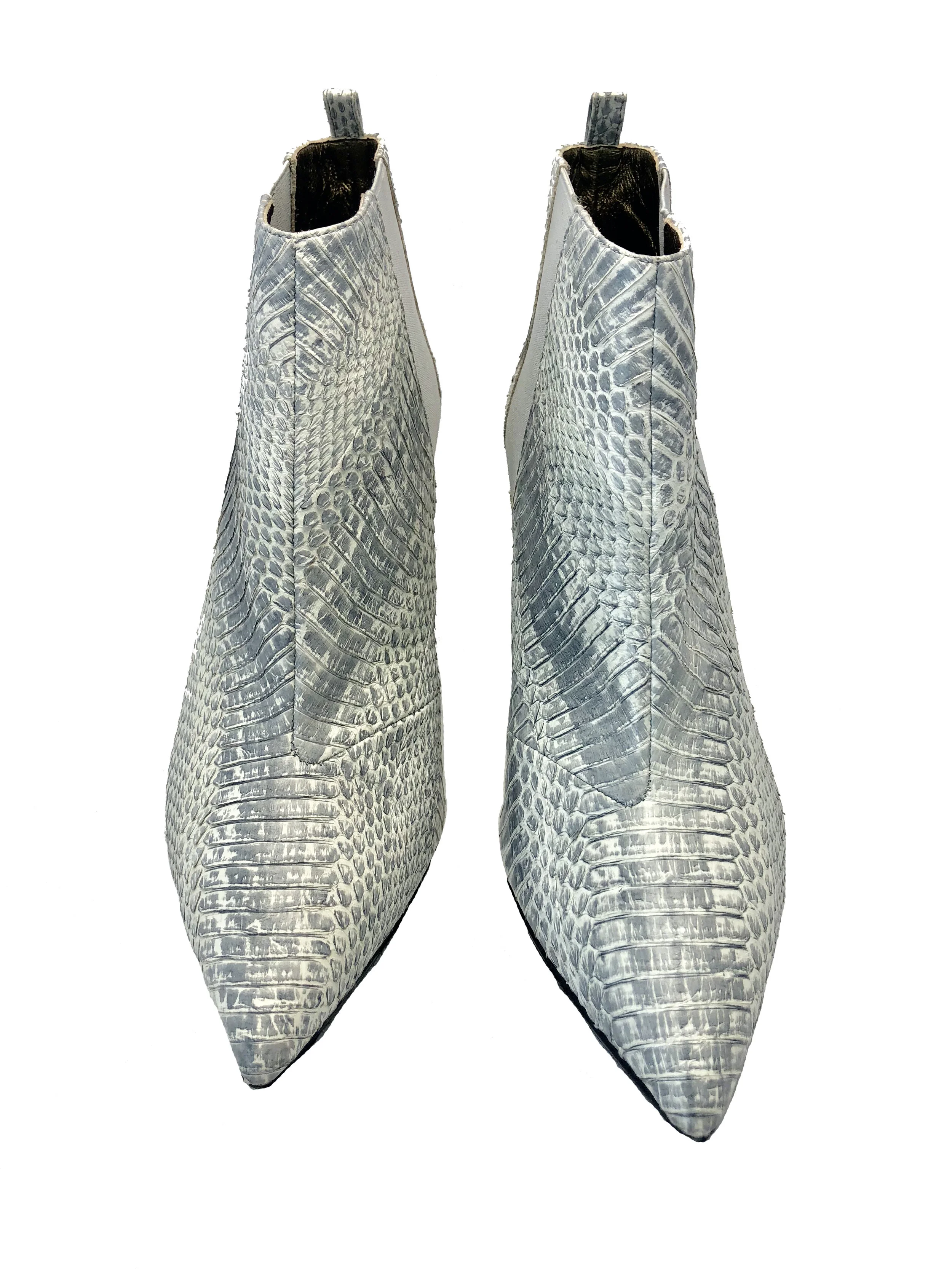 Lanvin White & Grey Snakeskin Booties