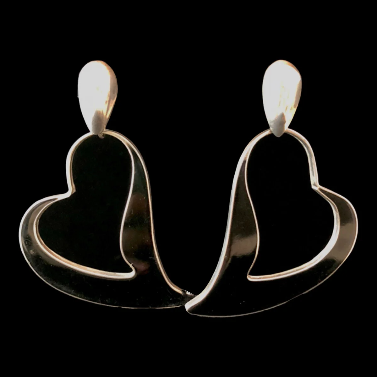 80s Sterling & Enamel Heart Earrings