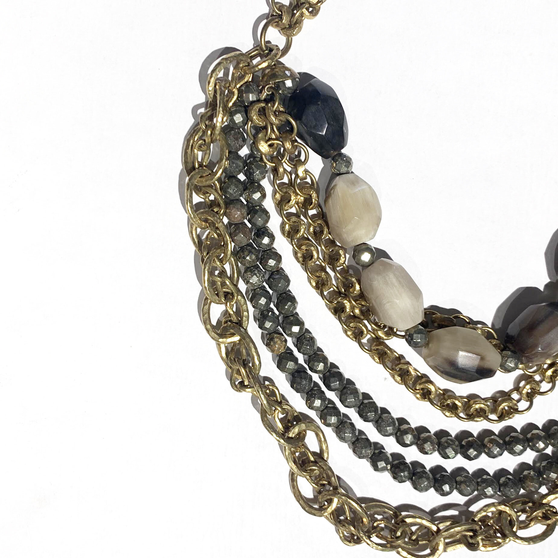 Ashley Pittman Multi-Layer Stone &amp; Brass Necklace