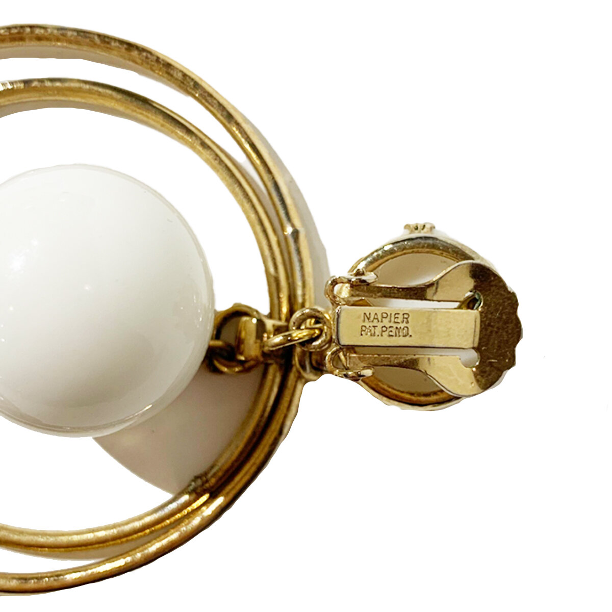 Napier White and Gold Earrings