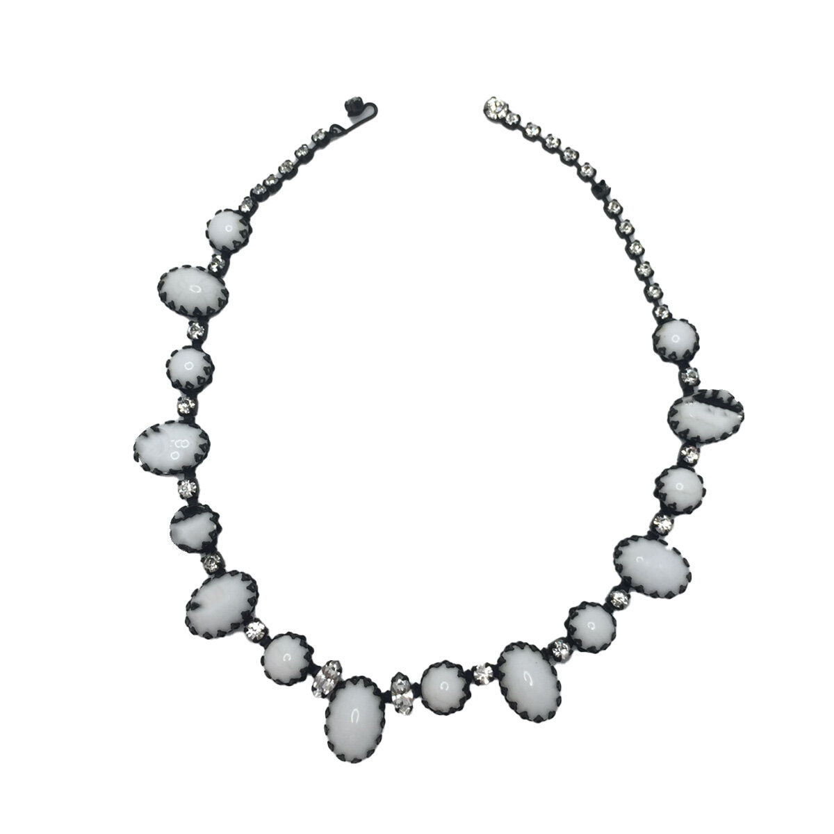 Vintage Black & White Rhinestone Necklace