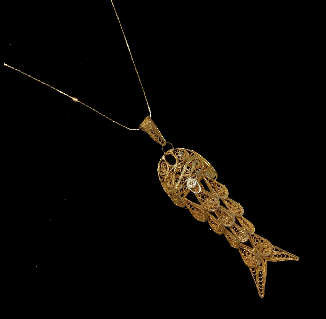 Gold Fish Pendant on 14K Gold Filed Chain