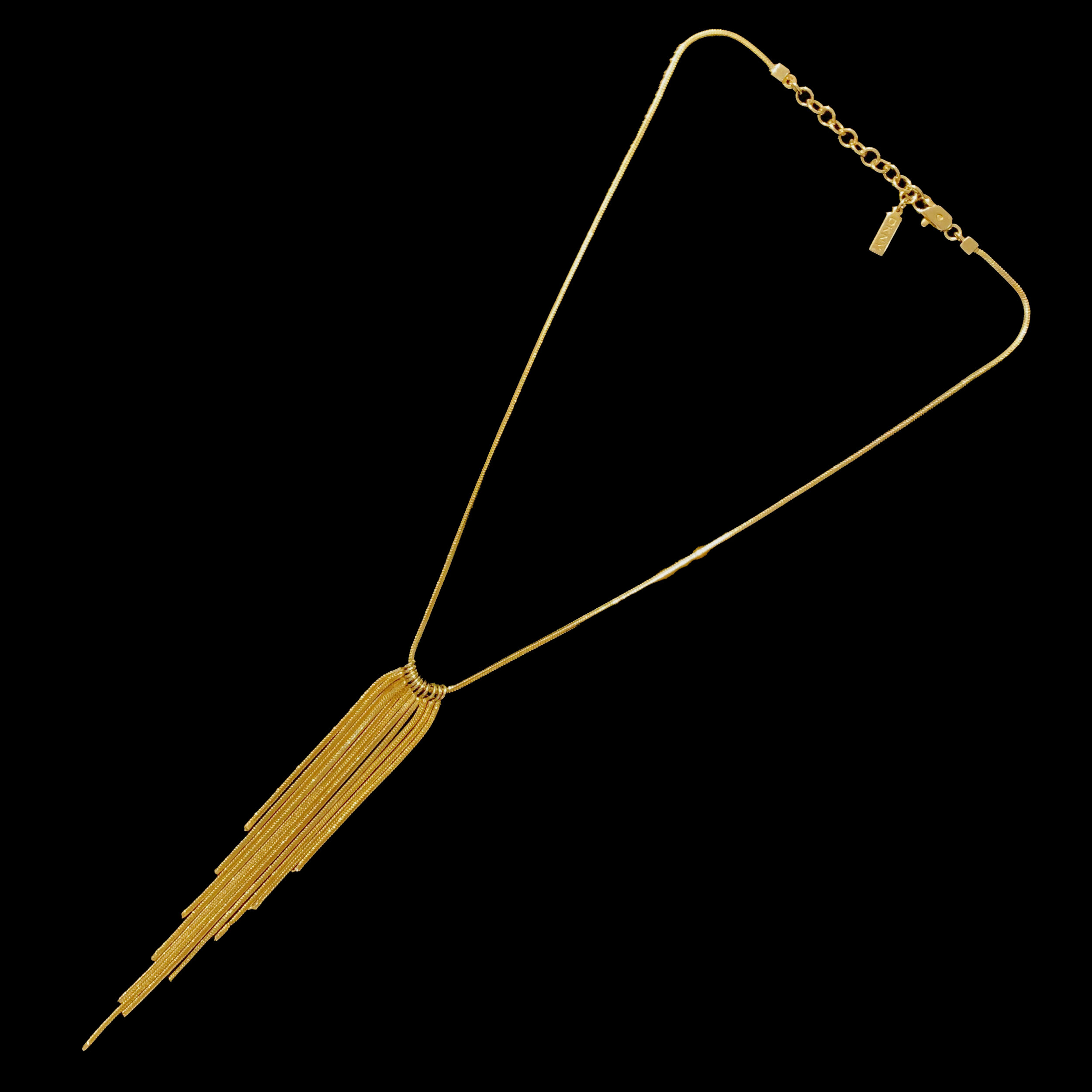 DKNY Retro Gold Tone Chain Tassel Necklace