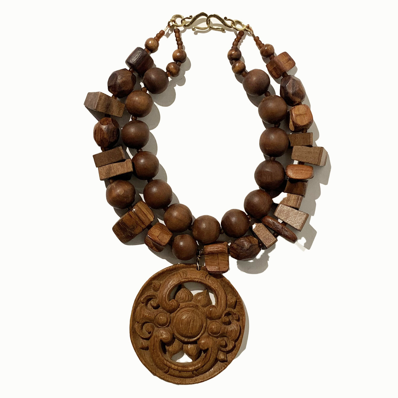 Sally Bass Chunky Wood Necklace
