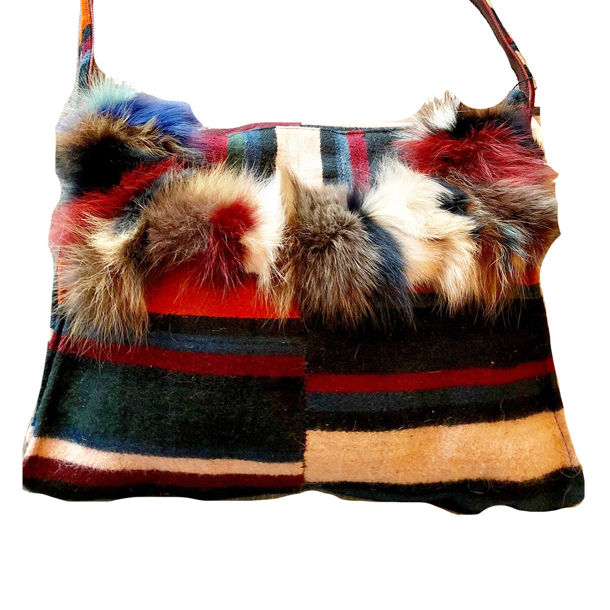 African Handwoven & Fur Handbag