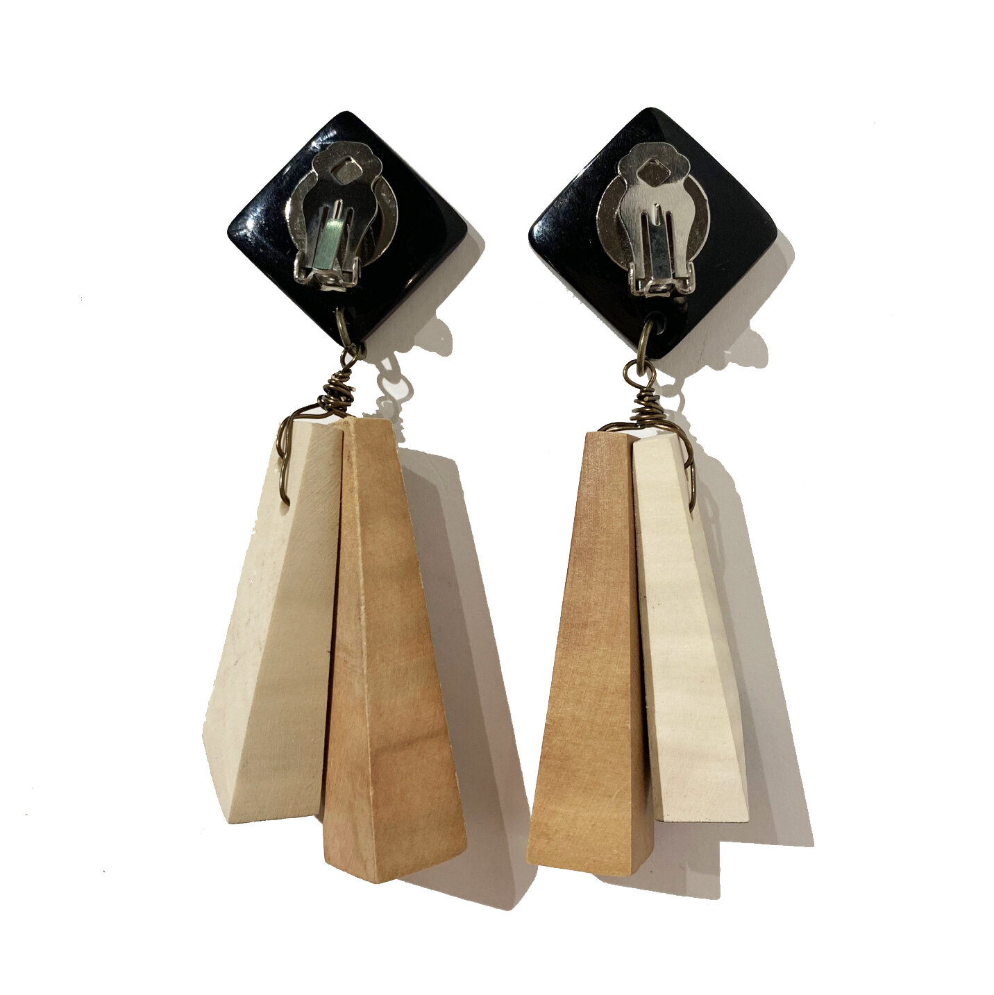 Sally Bass Wood and Resin Disk Earrings