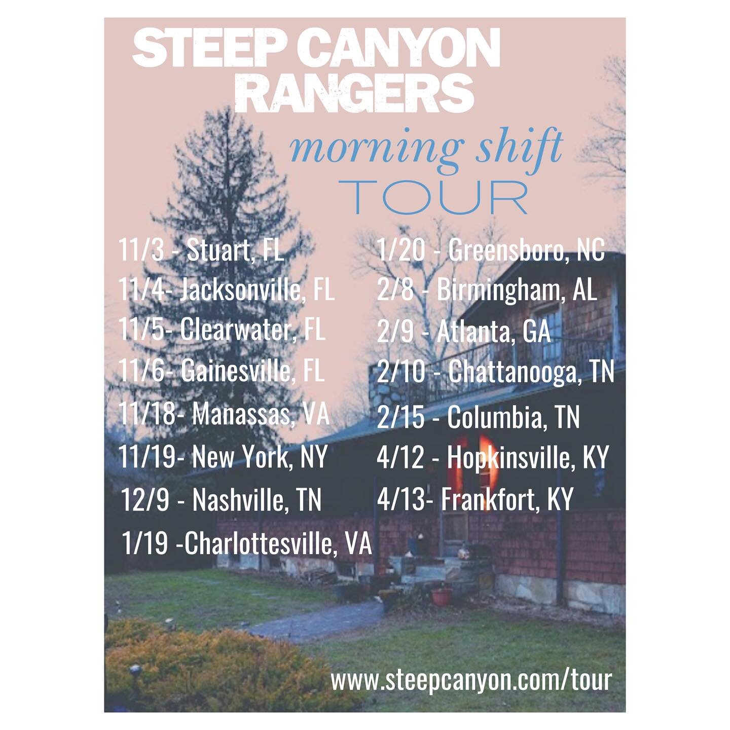 Lots of new dates to get excited about and many more to come! 

Tickets are available NOW for all shows except Atlanta and Chattanooga- they will go on sale Friday 11/3. 

Ticket links can be found on our website (link in bio). 

#steepcanyonrangers 