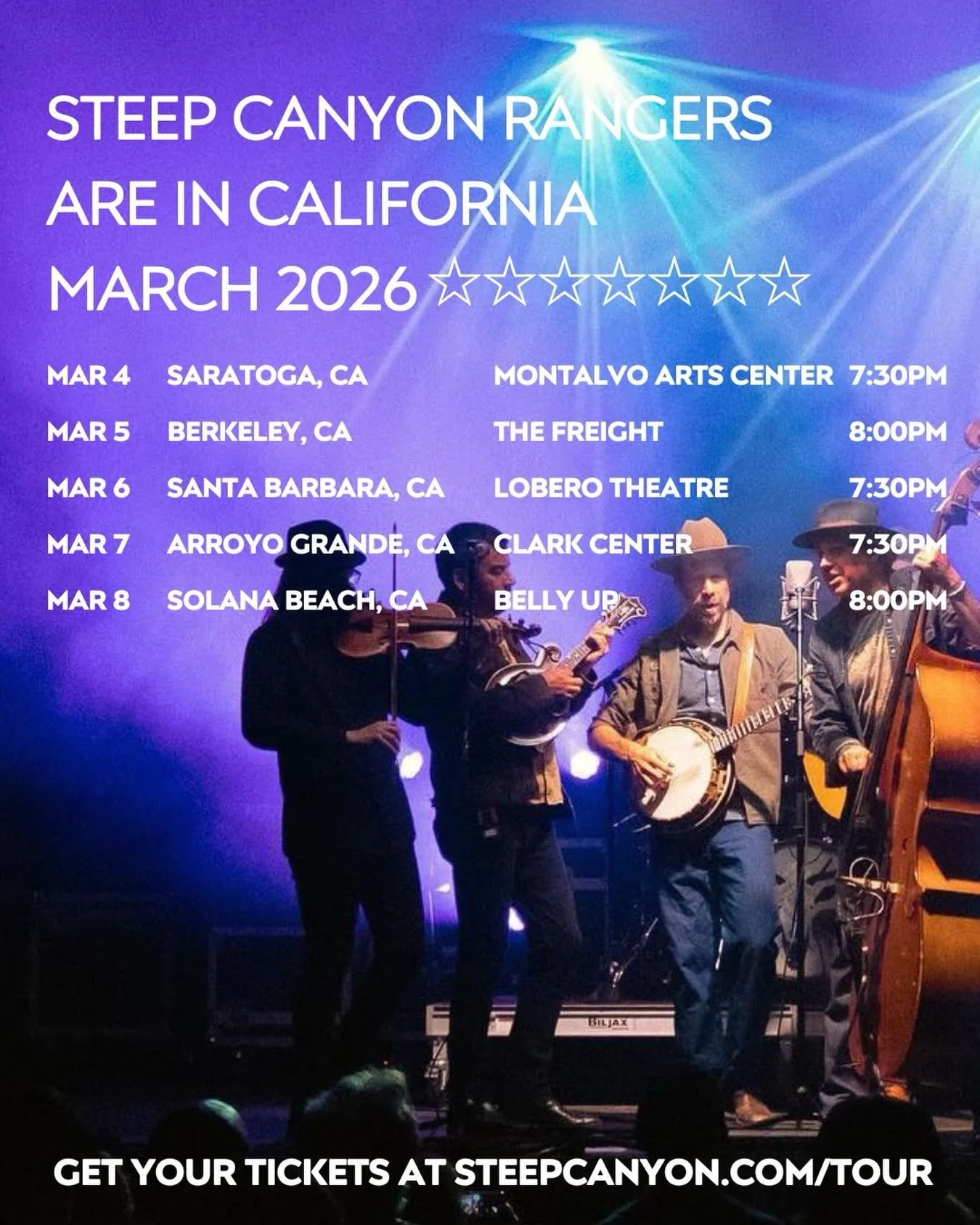 California!! We can wait to be in your beautiful state next week- come say hello! We&rsquo;ve got a bunch of new songs, a bunch of old songs, maybe some covers&hellip; grab your tickets now, a few of these shows don&rsquo;t have many left! 

#steepca