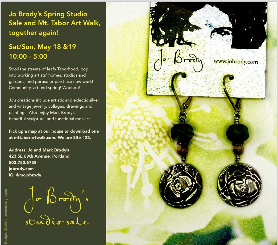 🌸Save the Date please!!! 💐🎨Jo Brody annual spring Studio Sale is May 18/19 in combination with the excellent #mttaborartwalk 🎨🚶&zwj;♂️I will have jewelry, and mixed media art for you to peruse and purchase and @brodyarts will be showing his gorg