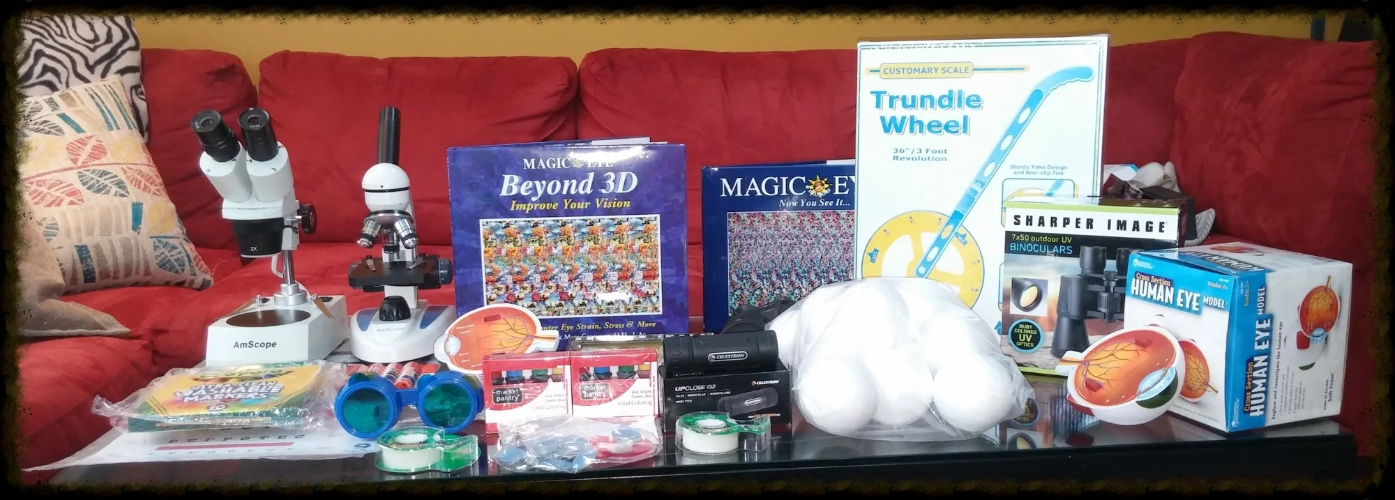 Thank you to our supporters! These supplies will be used first for our Human Senses: Sight module. We were able to purchase a number of scopes (dissecting scope, microscope, binoculars, and a monocular) with your support. The students will LOVE these!