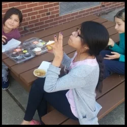 Sharing stories about past adventures.