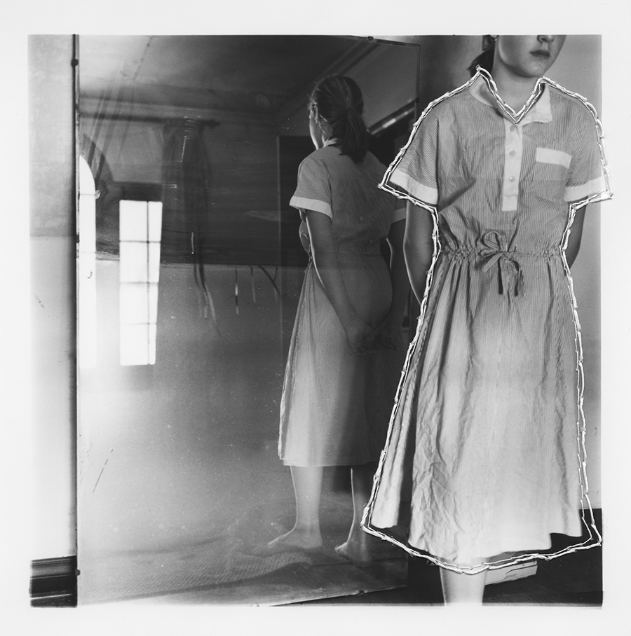  ruptured ”girls at eleven” no. 34 Material: Silver gelatin print, linen thread 11” x 14” 1998/ 2014 