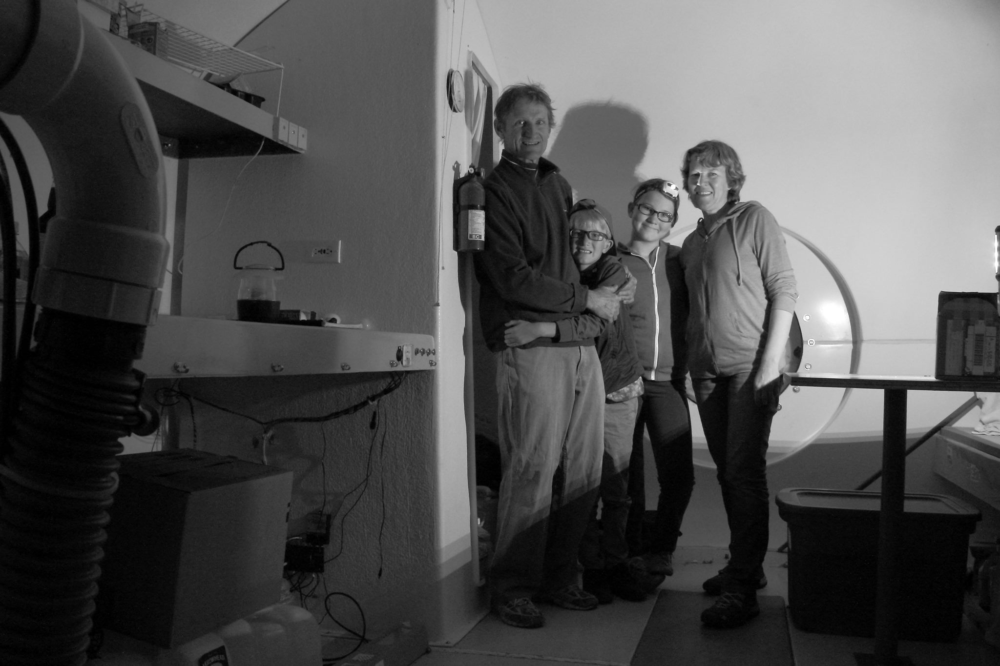 Family in bomb shelter