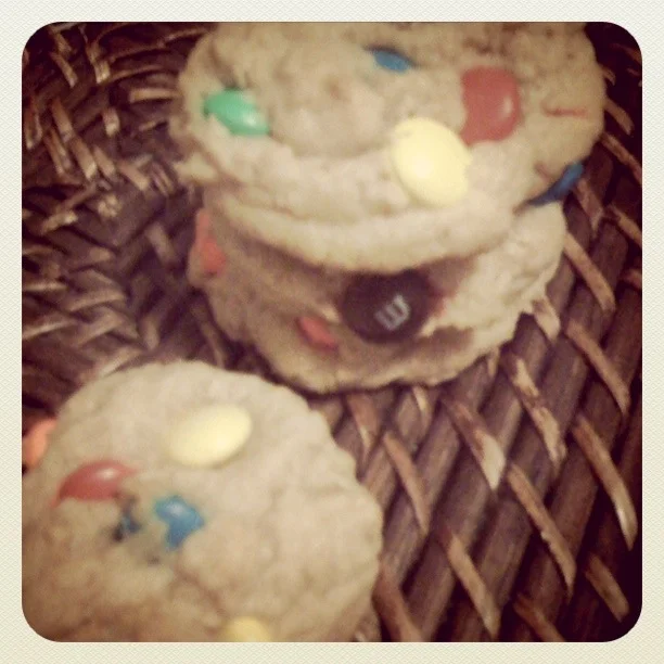 MORE M&M’s.
Because let’s face it…can you really ever have enough?!
Extra Bonus:  This recipe doesn’t even require a mixer.
Whole-Wheat M&M Cookies
(Adapted from my Chocolate Chip Cookies ) 
2 cups + 2 tablespoons w…