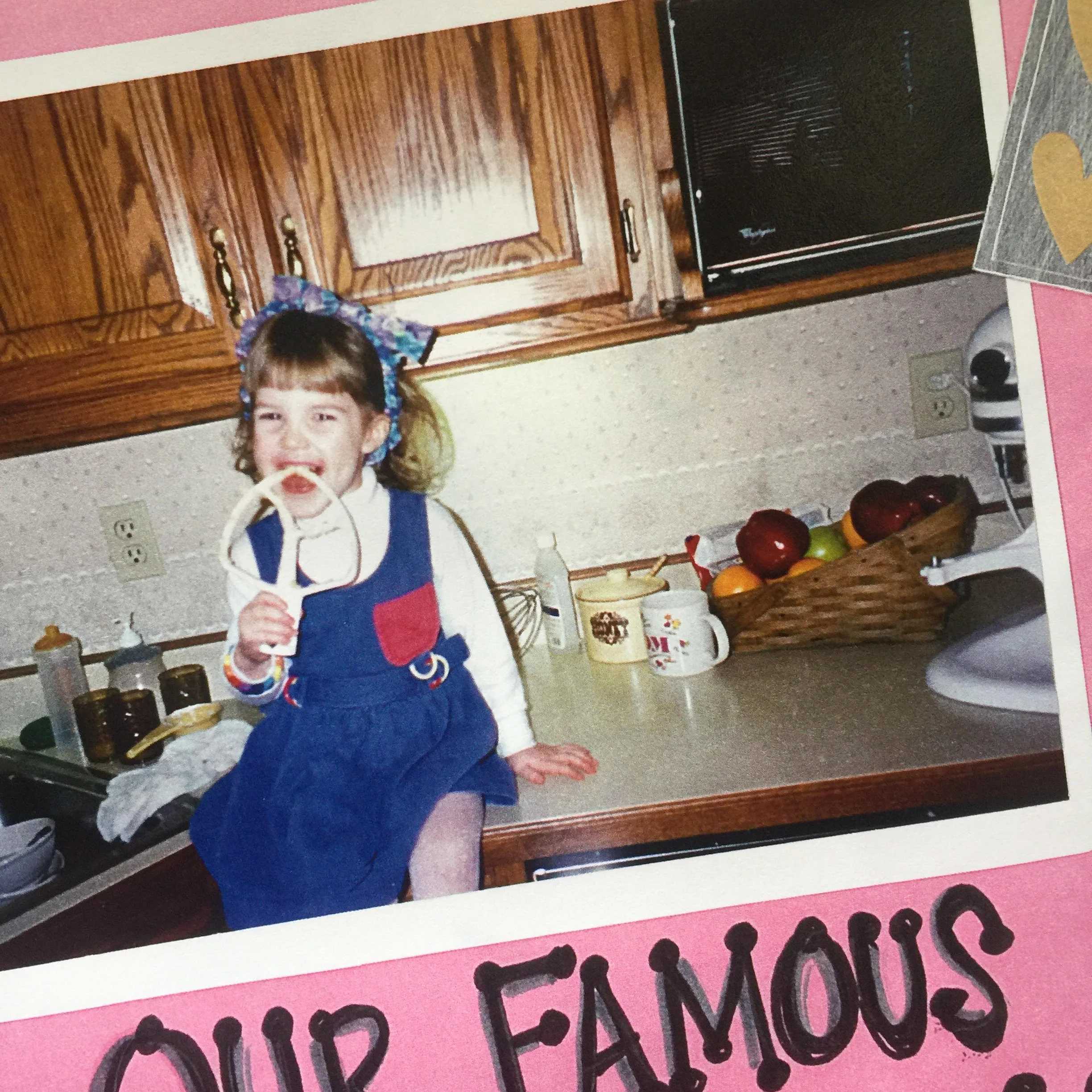 A photo of me from our family cookbook. My mom gave me this Kitchen Aid and I still have it today! This photo reminds me that some things never change... ;)