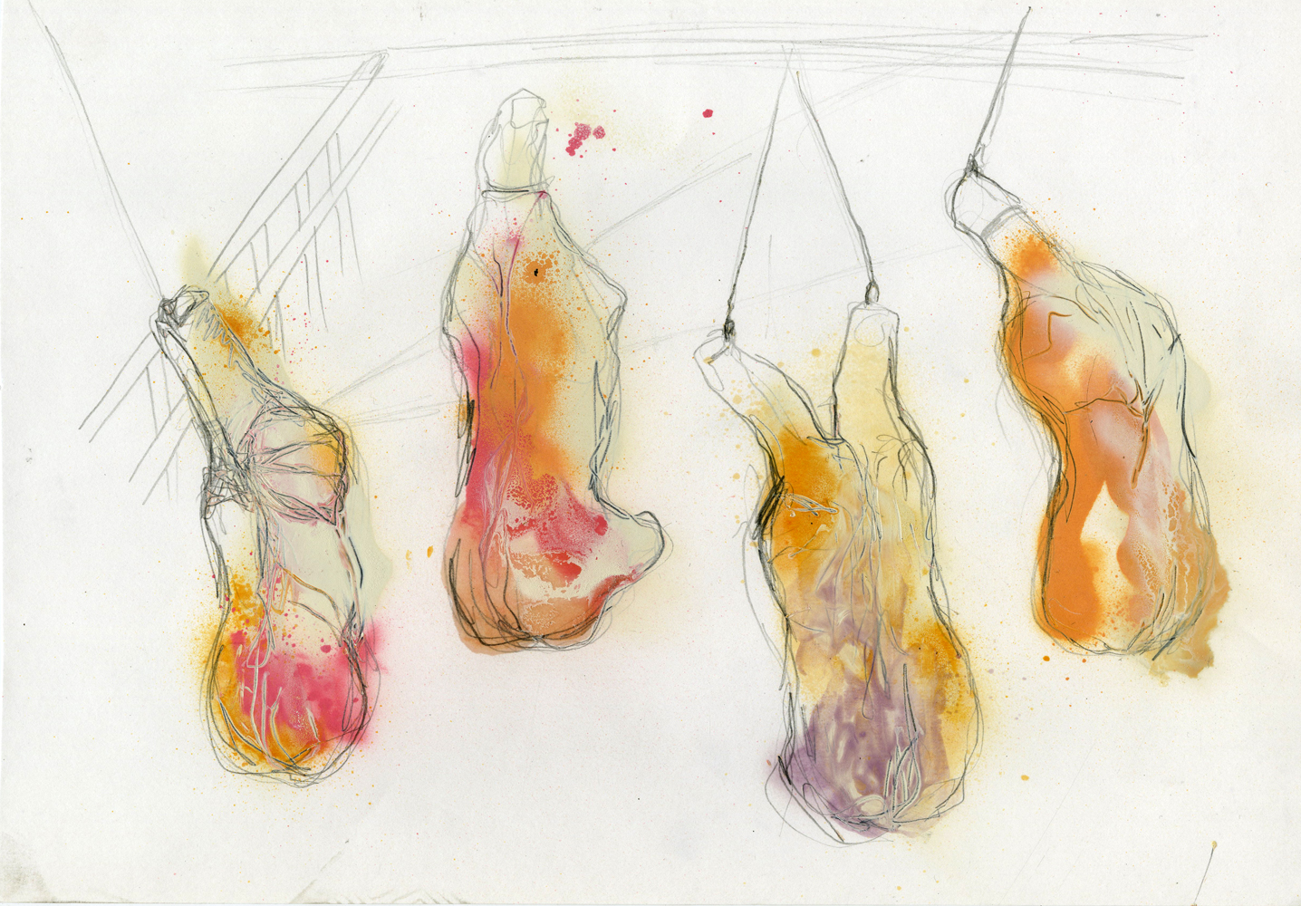 Spray paint, graphite, emulsion. 