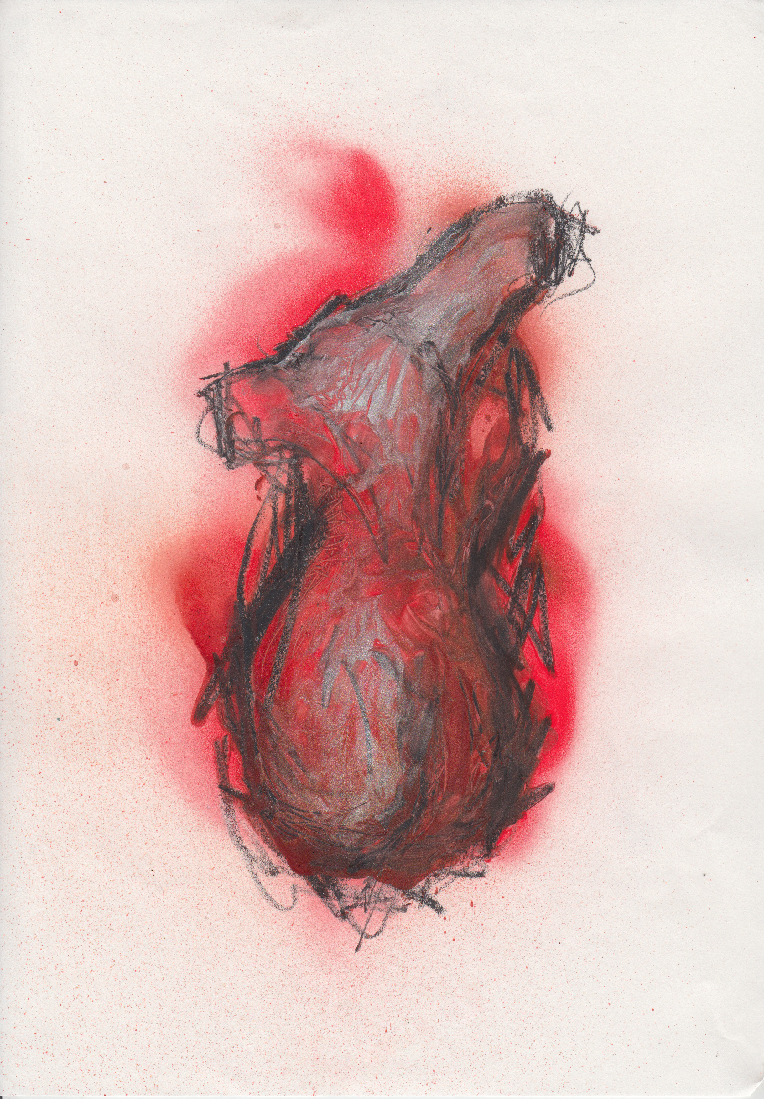 Spray paint, charcoal.