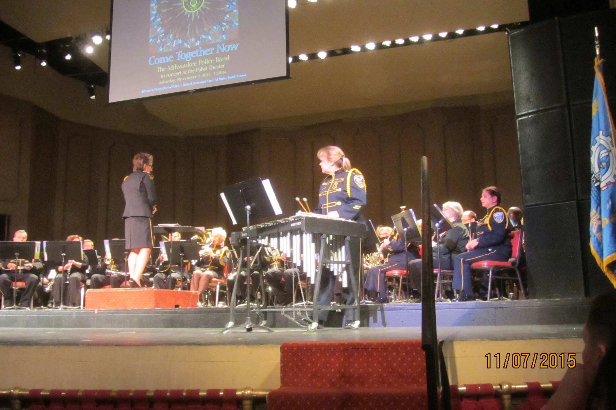 Band member Lisa Bohachef performing a Vibraphone solo of the piece "Classical Gas".