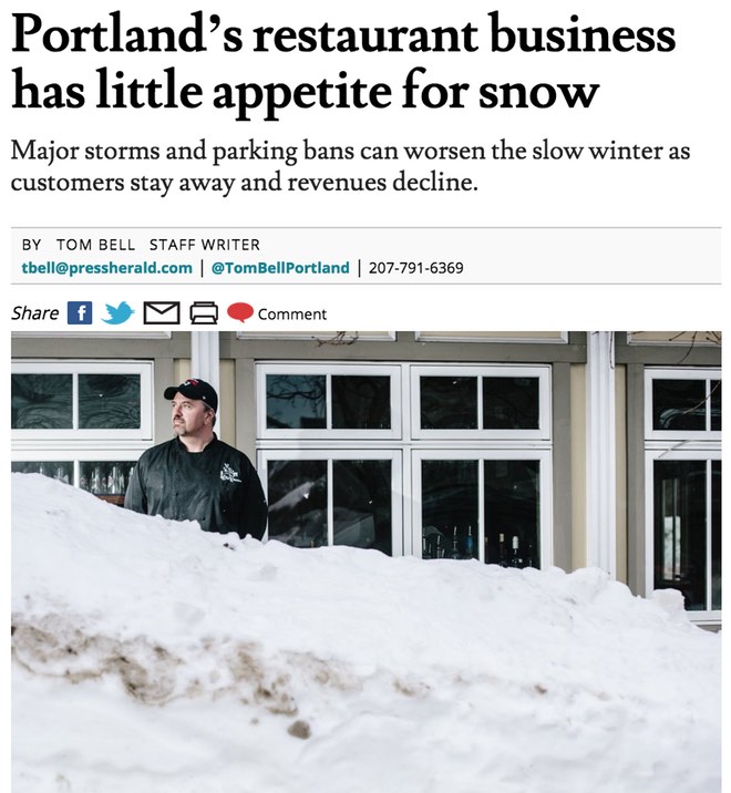 Portland’s restaurant business has little appetite for snow