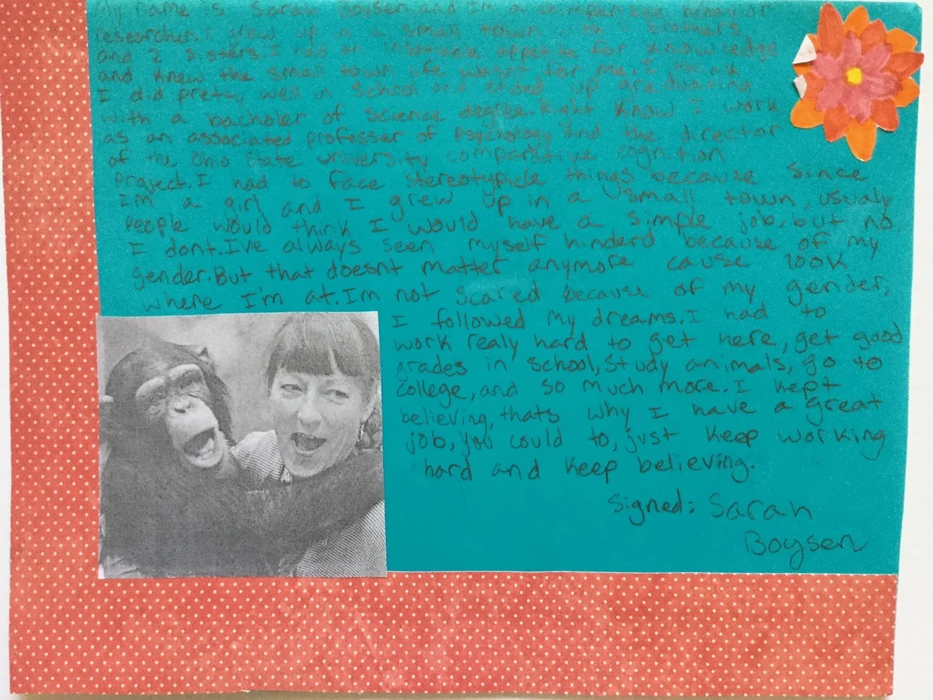 Maddy’s narrative about Sarah Boysen.