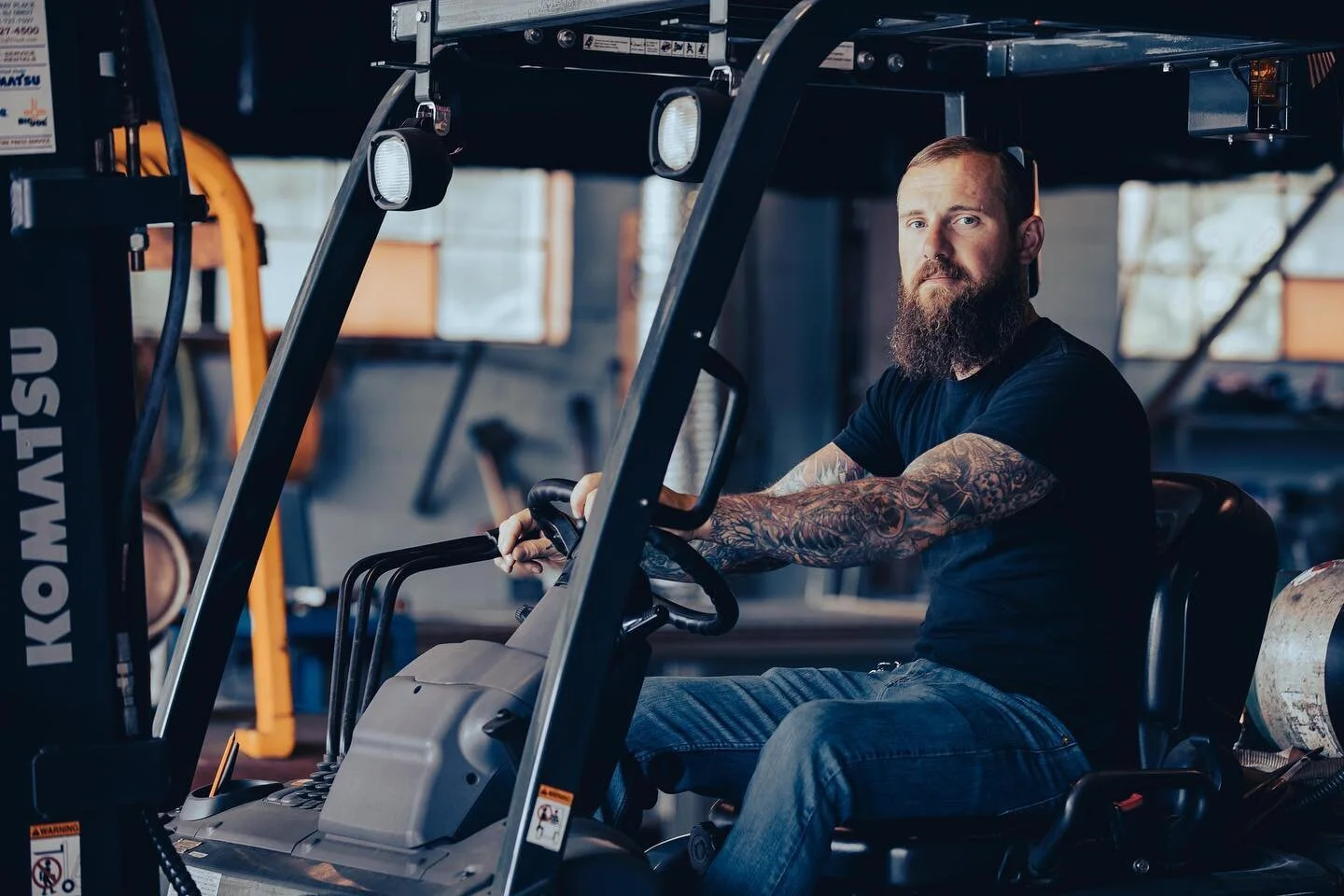 The crew relies heavily on this @komatsuconstructionna forklift around the shop. Quick, agile, and sized just right. #forklift #equipment #metalfabrication