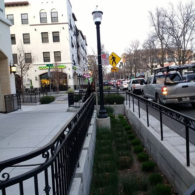 Bioswales are being used along #Sacramento streets keeping the #water downstream #clean. Low Impact development principles in practice helping millions have clean water down river.