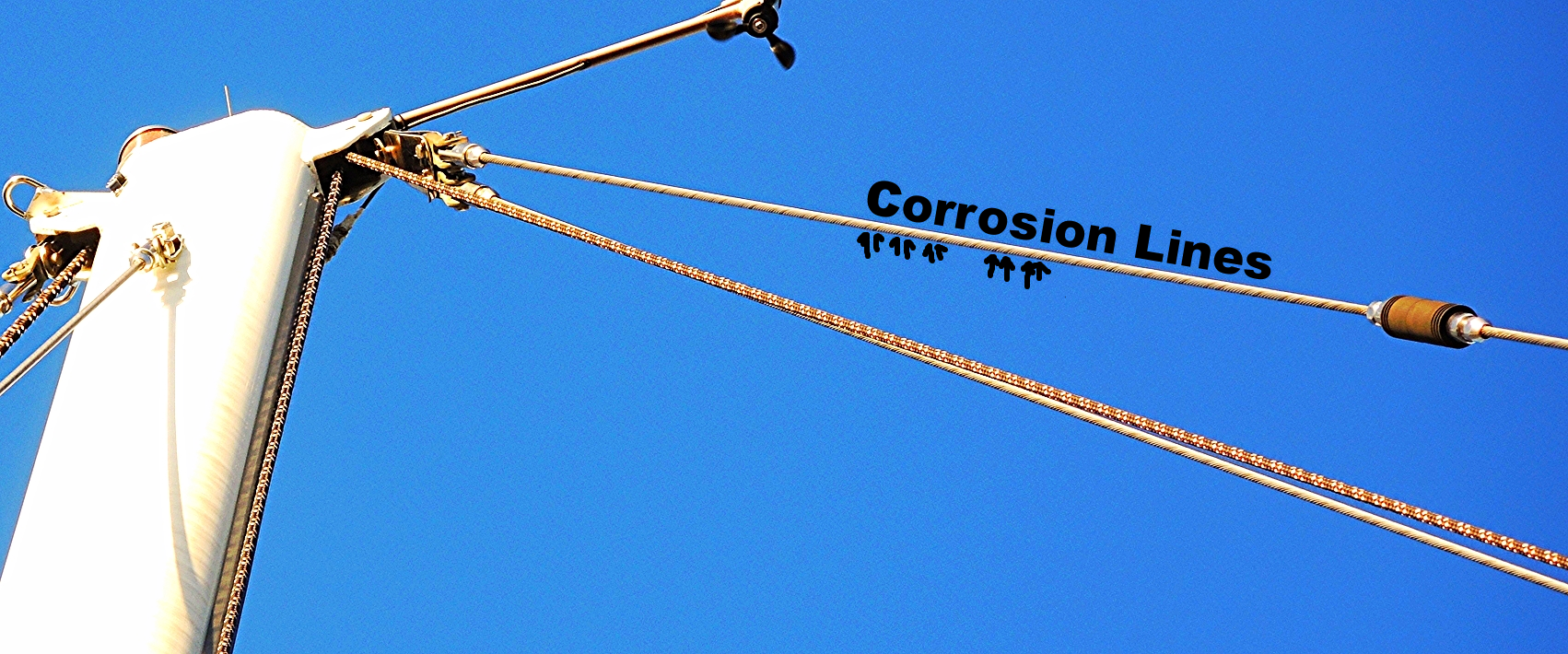 The backstay has corroded strands