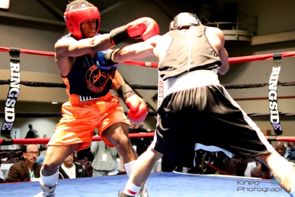 Portland Boxing Club's Josniel Castro (right) and Antoine Cobb (left) at the 89th Annual National Golden Gloves Tournament of Champions in Lafayette, LA.