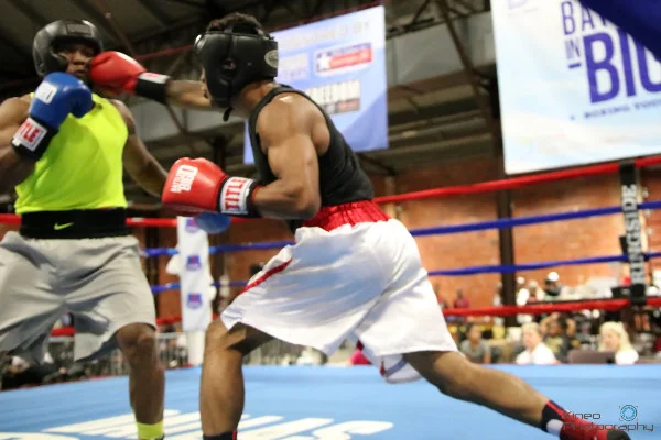 Portland Boxing Club's Josniel Castro (right) at the Battle in Big D tournament in Dallas, TX on July 13, 2018. Photo courtesy Kineo Photography.