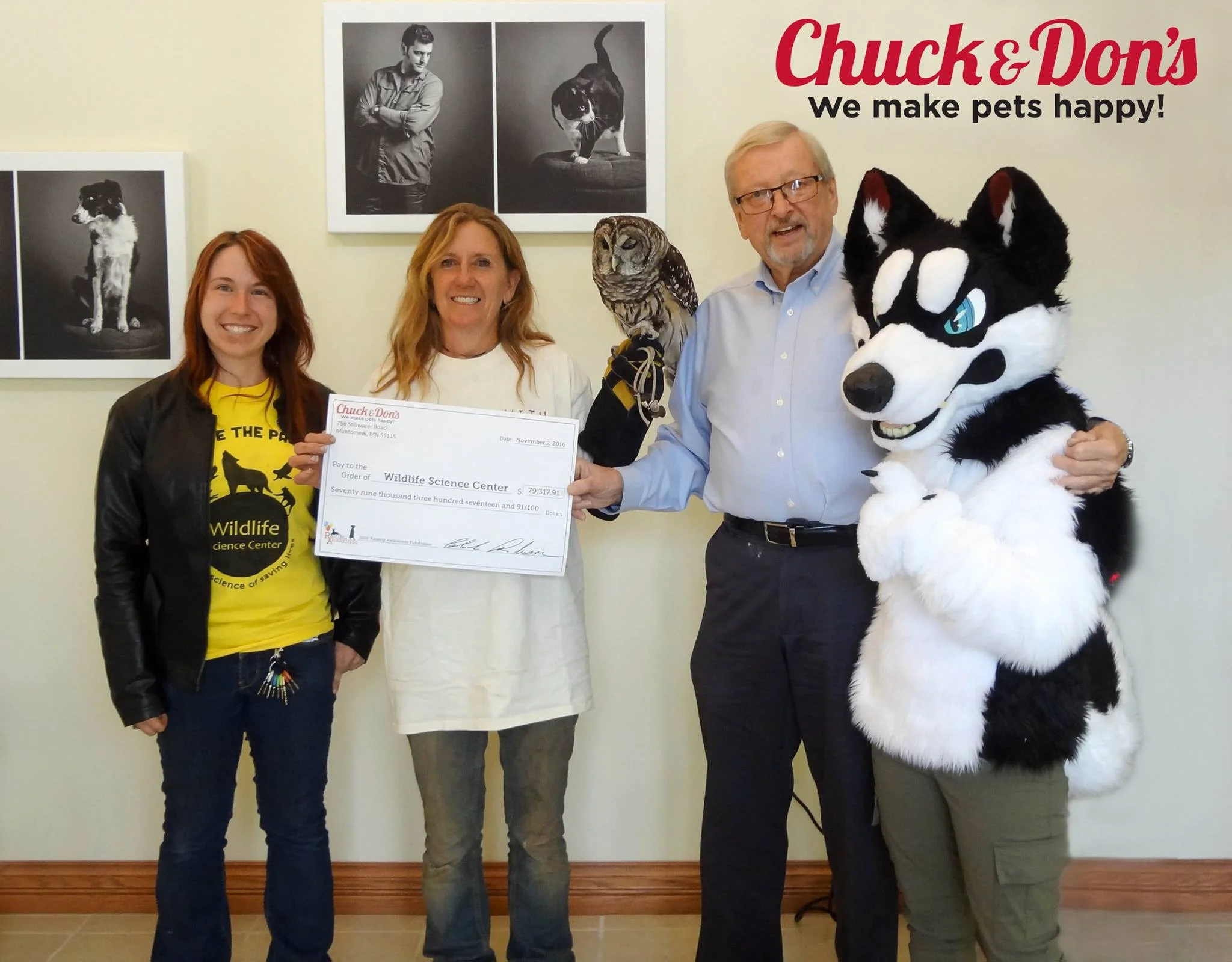 WSC was honored to receive a donation of nearly $80,000 from Chuck and Don's as part of their "Raising Awareness" campaign!