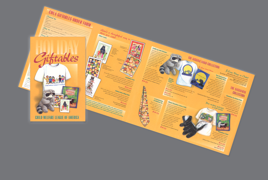  CLIENT: CWLA &nbsp;• &nbsp;TYPE: 5.5x22, 4/c, roll-fold, mailer &nbsp;• &nbsp;USE: Gift catalog for holiday season 