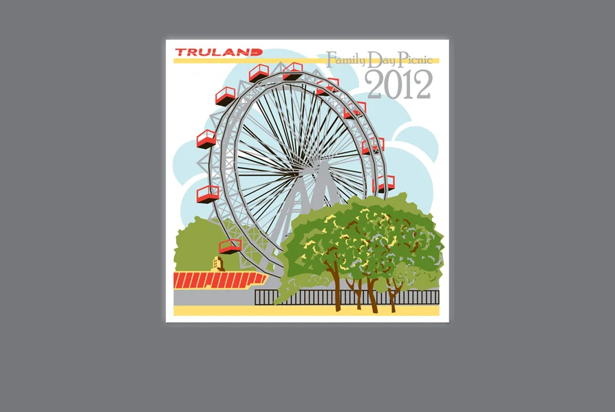  CLIENT: Truland &nbsp;• &nbsp;TYPE: 4/c, silk screen image &nbsp;• &nbsp;USE: Annual company picnic 2012 