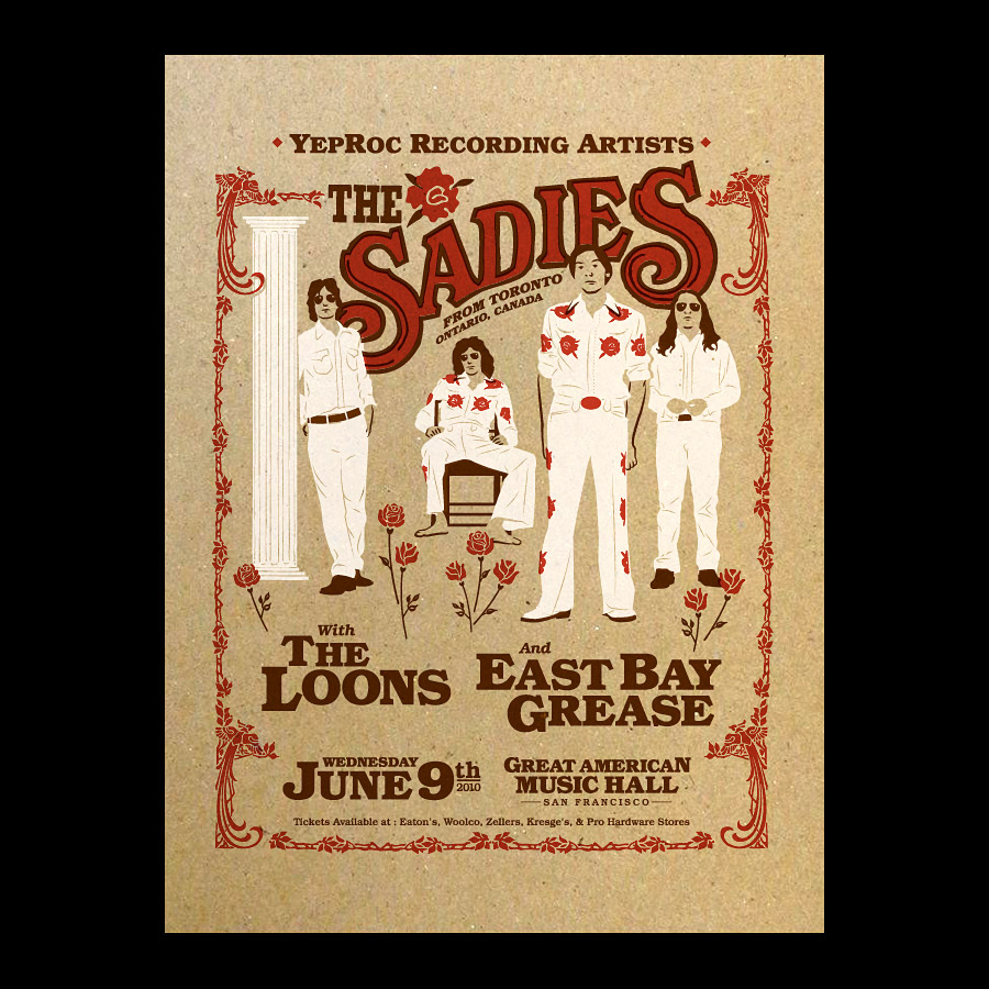 Sadies Rock Band Silkscreened Gig Poster