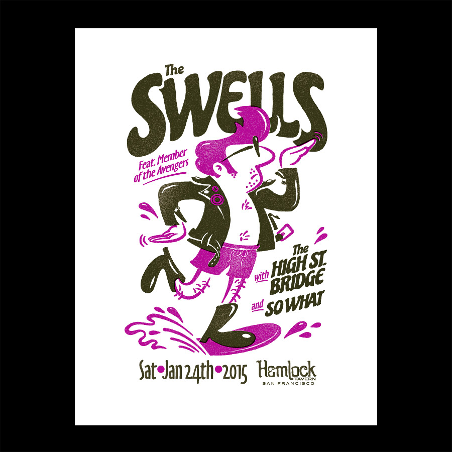 Swells Cartoony Gig Flyer for Rock Show