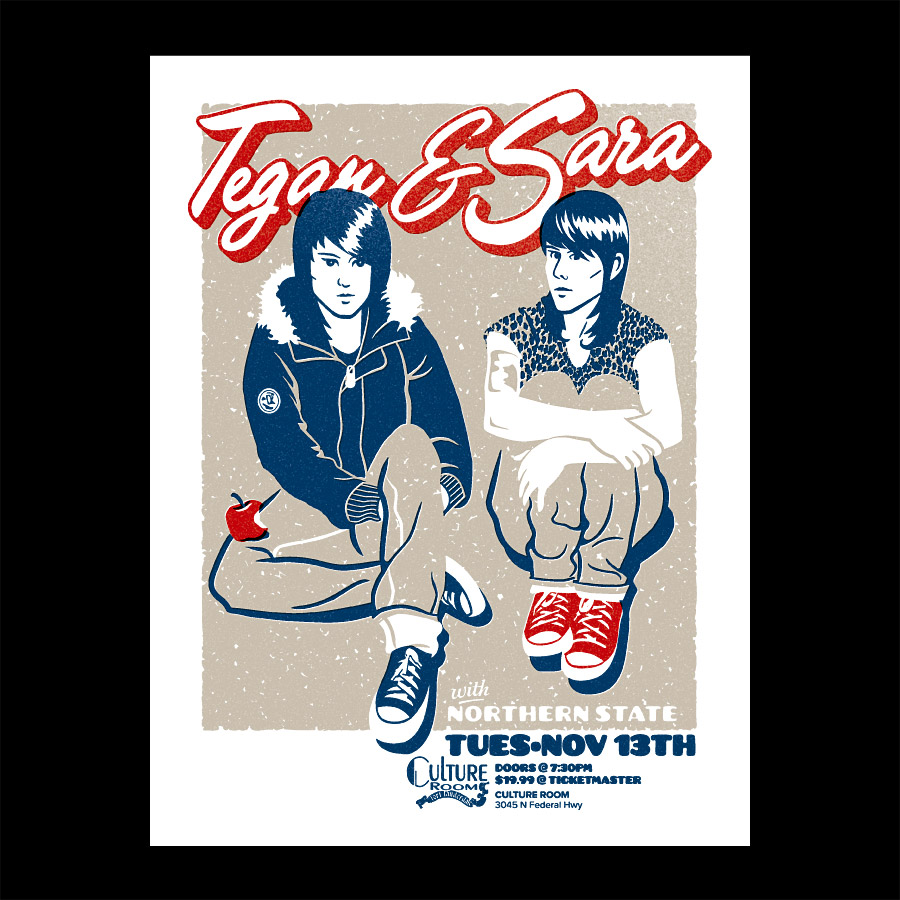 Tegan and Sara Silkscreened Gig Poster for Rock Concert