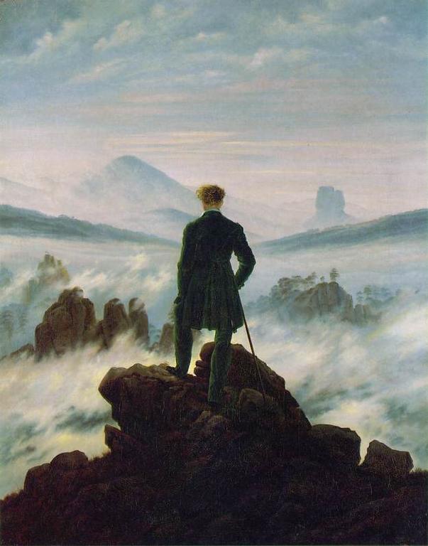 Friedrich, Caspar David. Wanderer Above the Sea of Fog. 1818. Oil on canvas. Kunsthalle Hamburg, Hamburg.