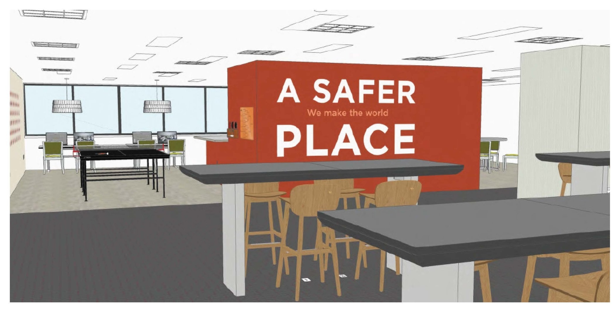  Sketchup views of a branded environment for a private security company 